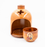 Πήλινο Καντήλι ανοιχτό, με παράσταση Παναγίας Καφέ - Image 2